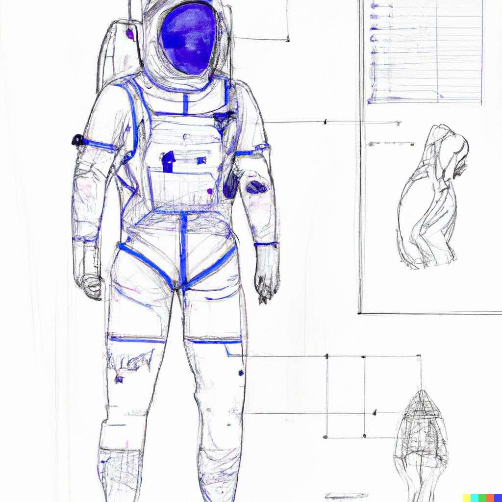 an astronaut, drawing, schematic
